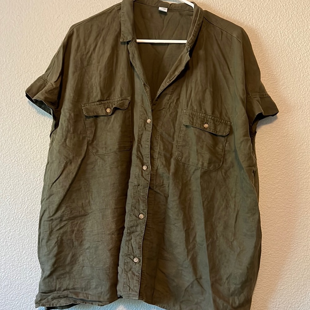 Green linen blouse
